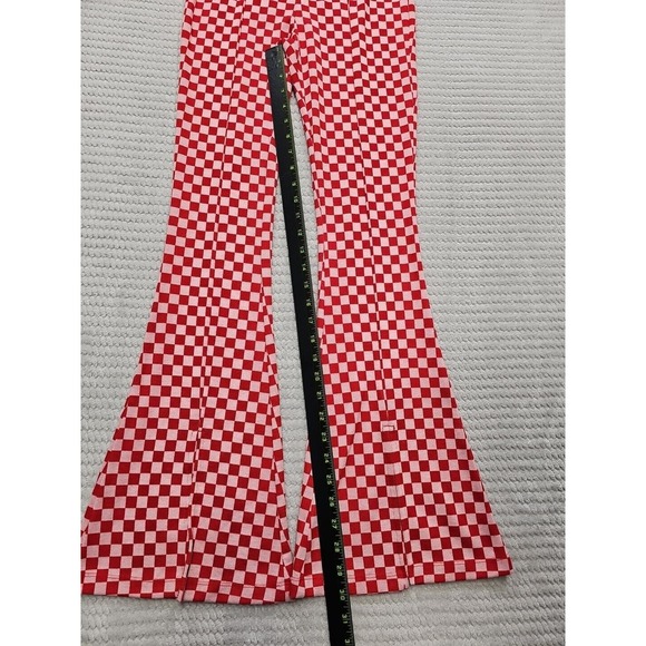 SO Bellbottom Pants Womens XS High Rise Flare Checkered Print - Picture 2 of 8